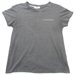 Natural Life Gray Distressed Graphic Tee It's The Little Things Cutout Shirt M